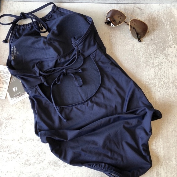Athleta One Piece Keyhole Swimsuit Navy Bl… - Picture 3 of 8